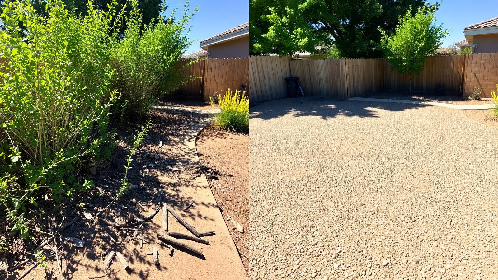 Before and after weed cleanup